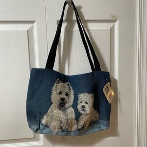NWT Tote Bag West Highland Terrier Tapestry 17X12 Manual Woodworkers & Weavers